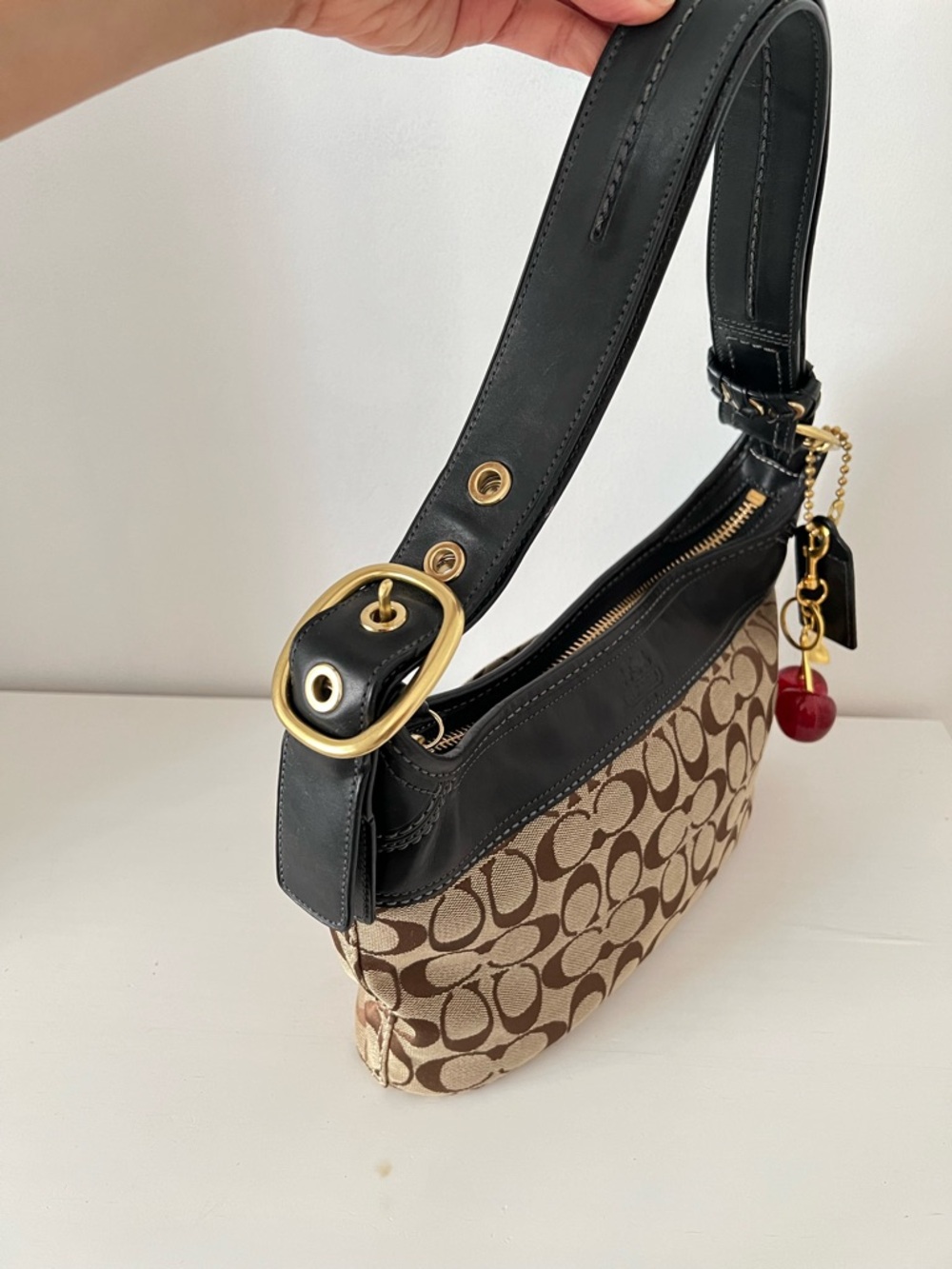 Coach Signature Canvas and Leather Shoulder Bag in Brown and Black - Picture 12 of 12